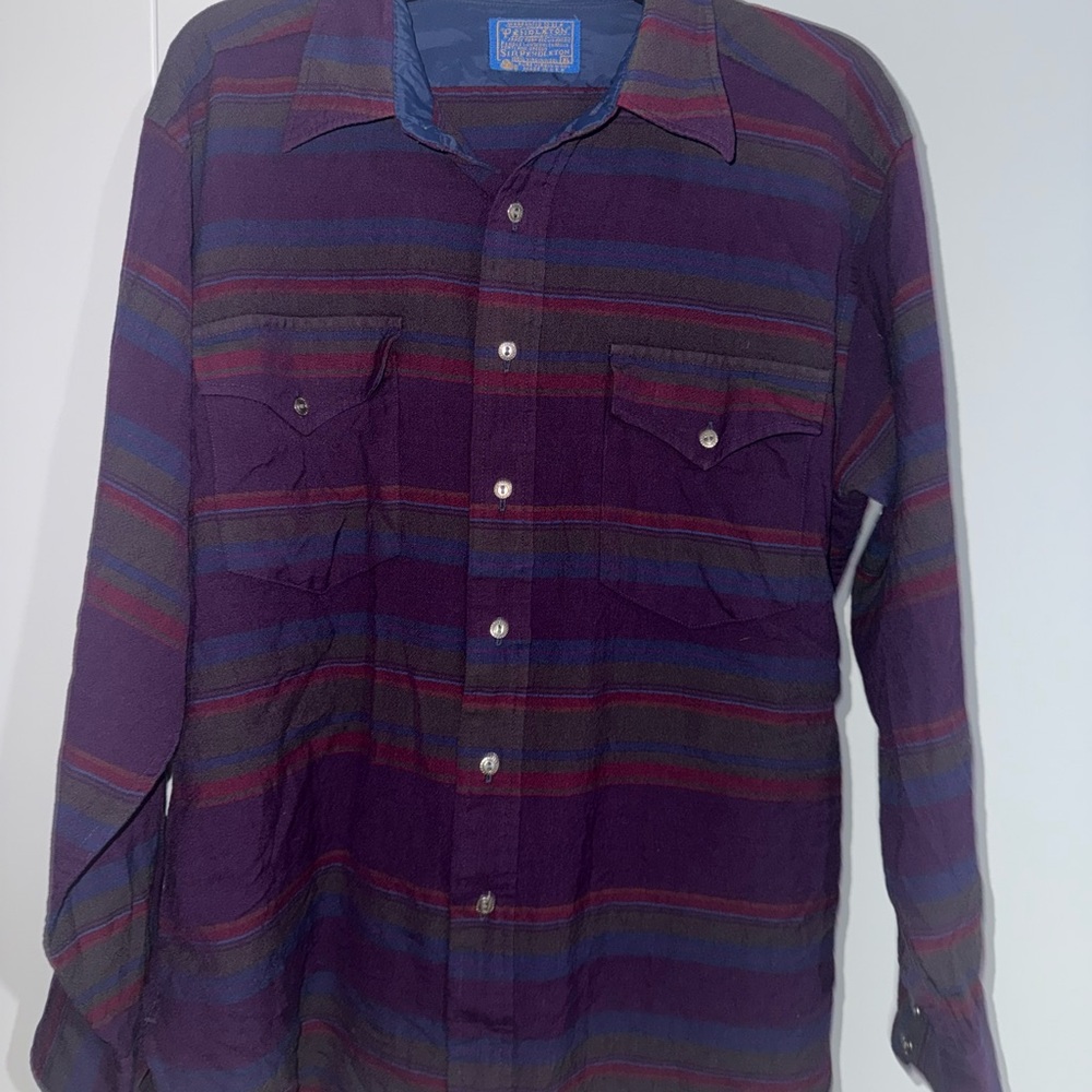 Pendleton Striped Purple Button-Up Shirt XL